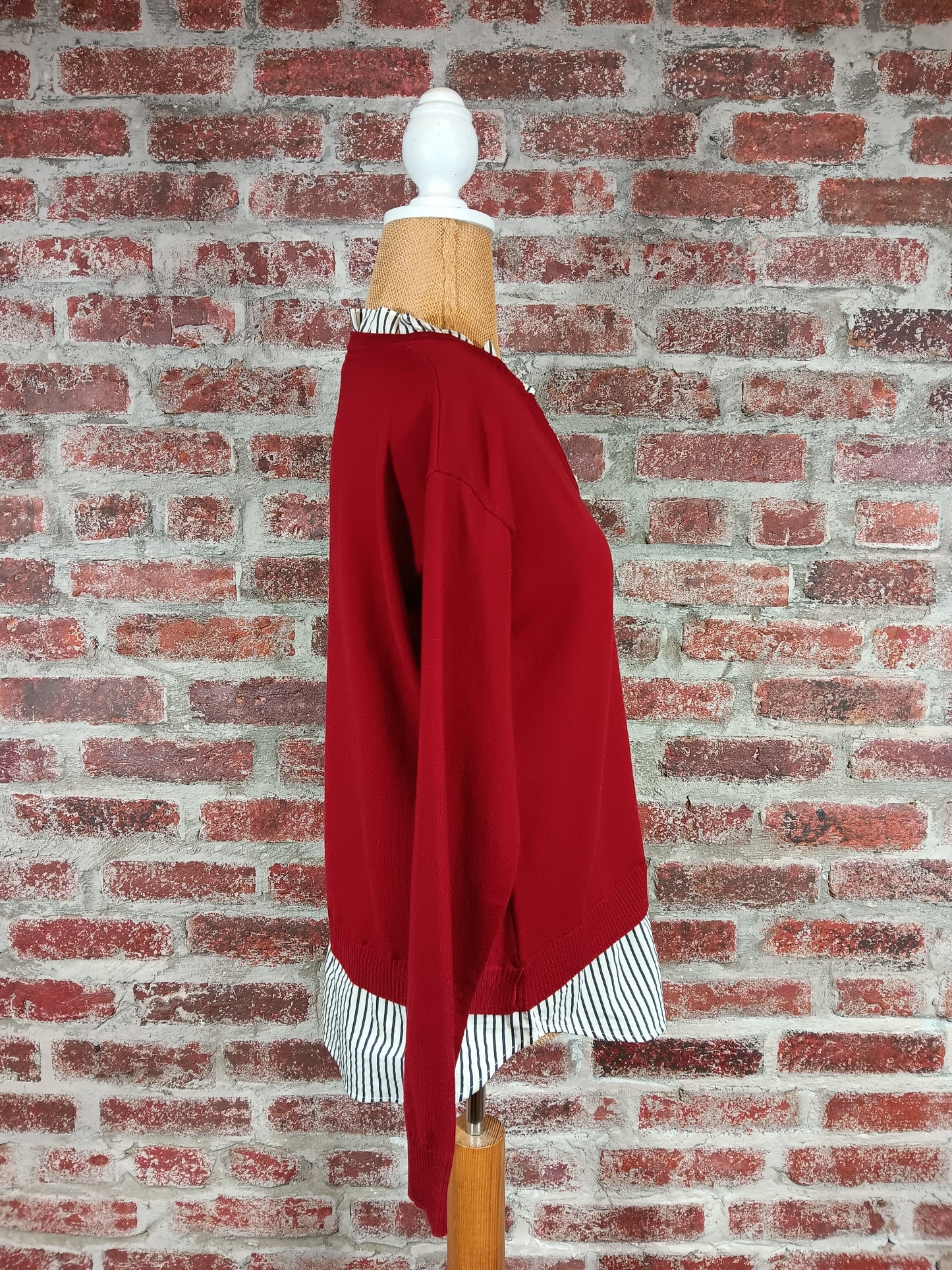Crimson Two Piece Look Sweater Top