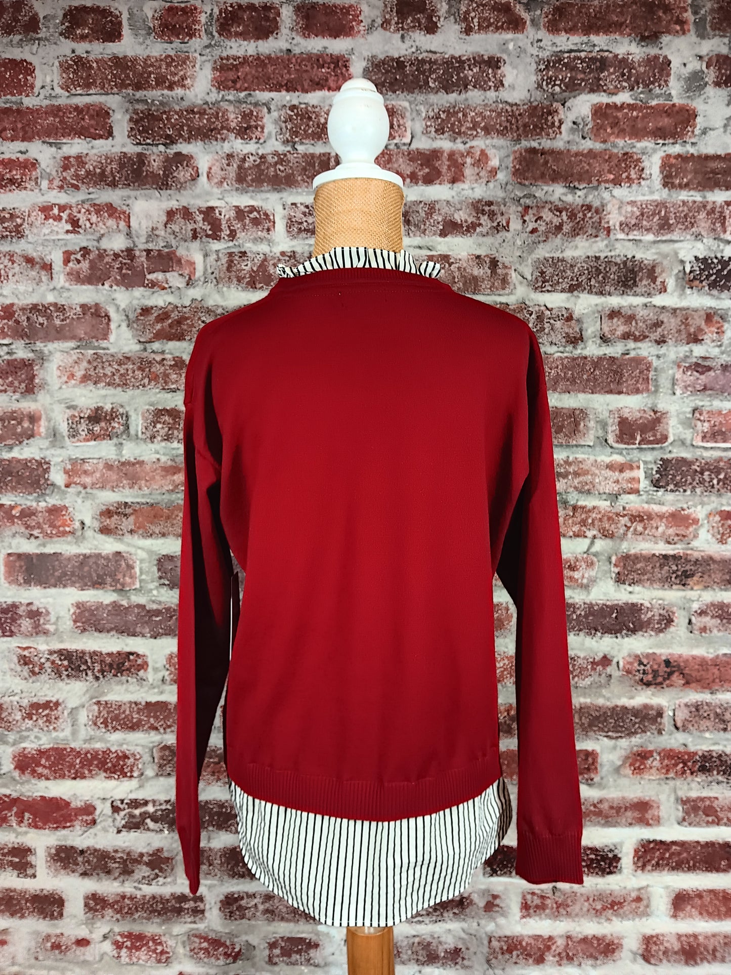 Crimson Two Piece Look Sweater Top