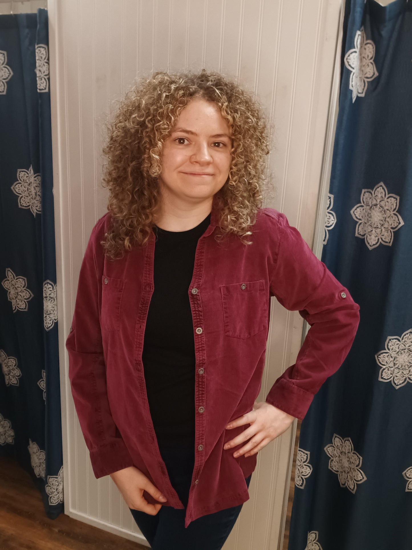 Wine Button Up Shirt