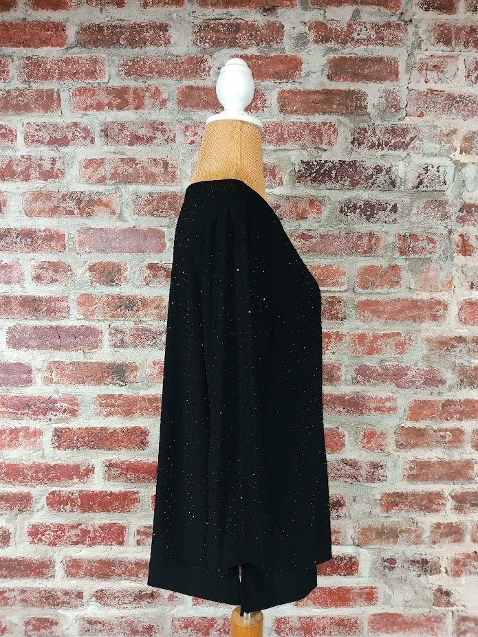 Plus Black Hi Neck Embellished Top