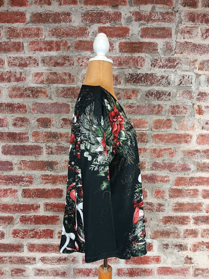 Black Noel Printed Top