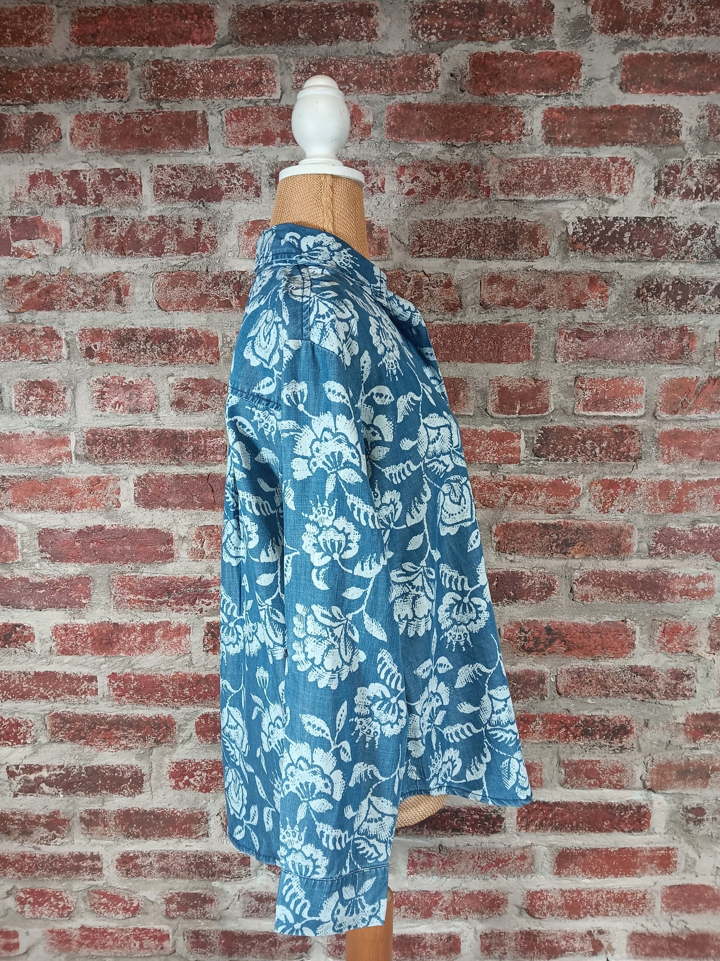 Denim Floral Button Up Shirt