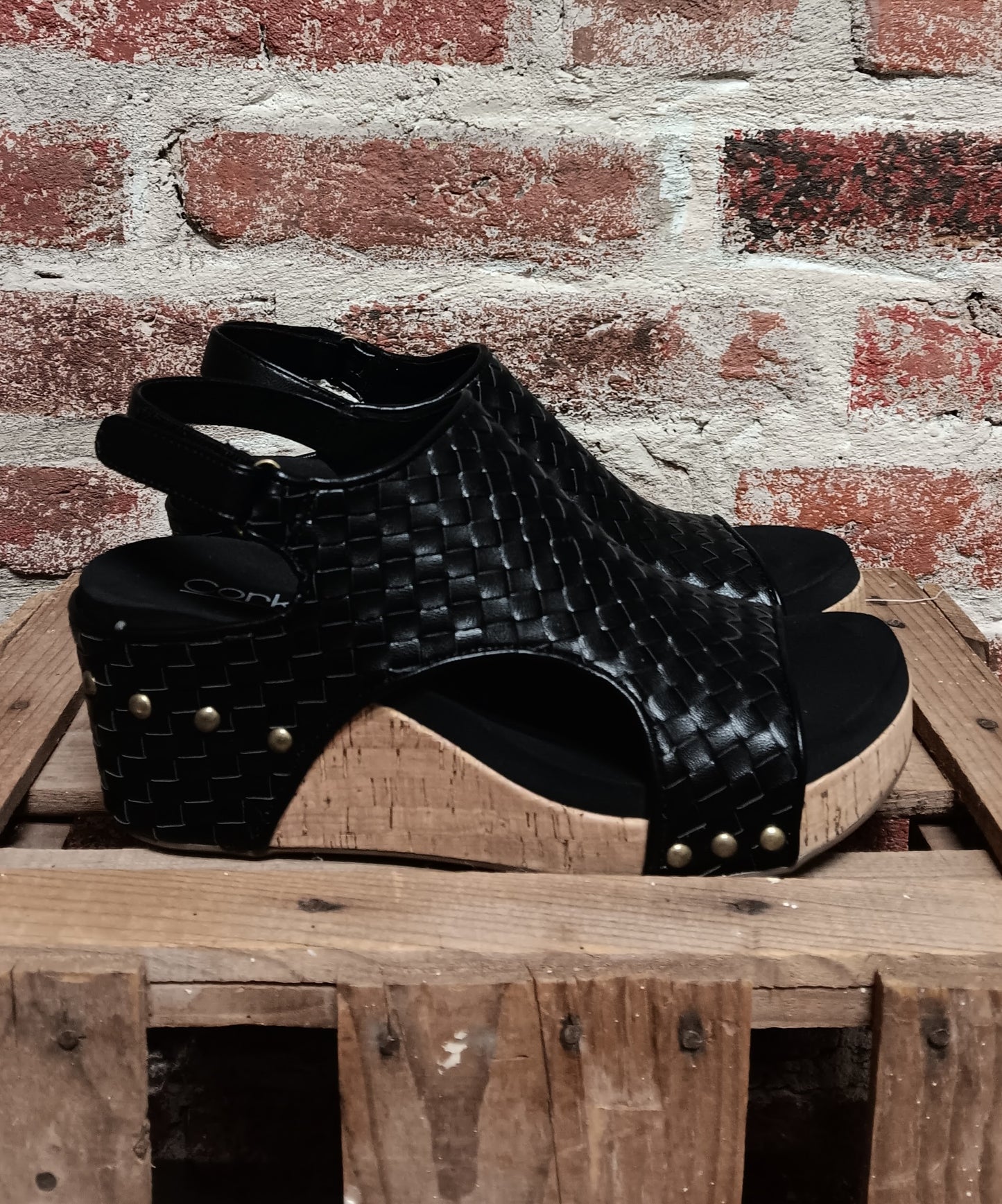 Black Woven Carley Wedges