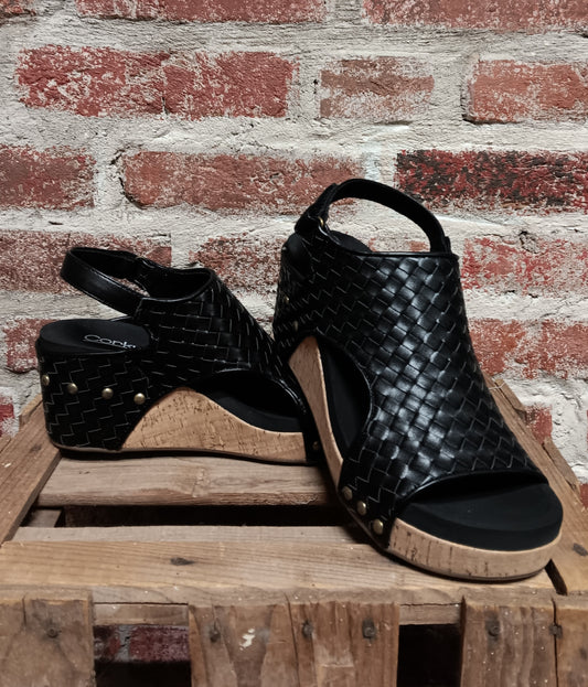 Black Woven Carley Wedges
