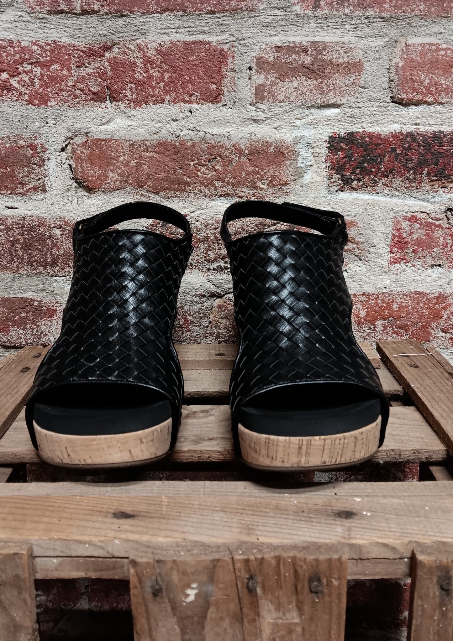 Black Woven Carley Wedges