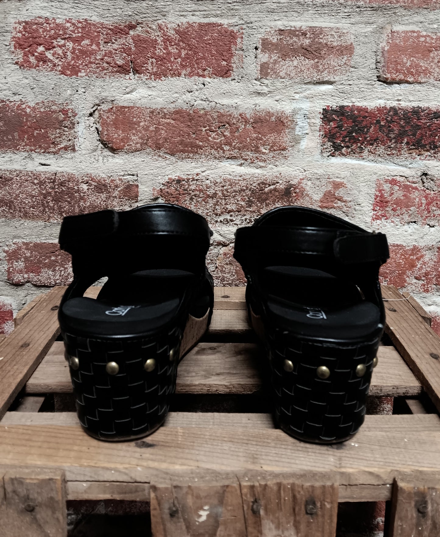 Black Woven Carley Wedges