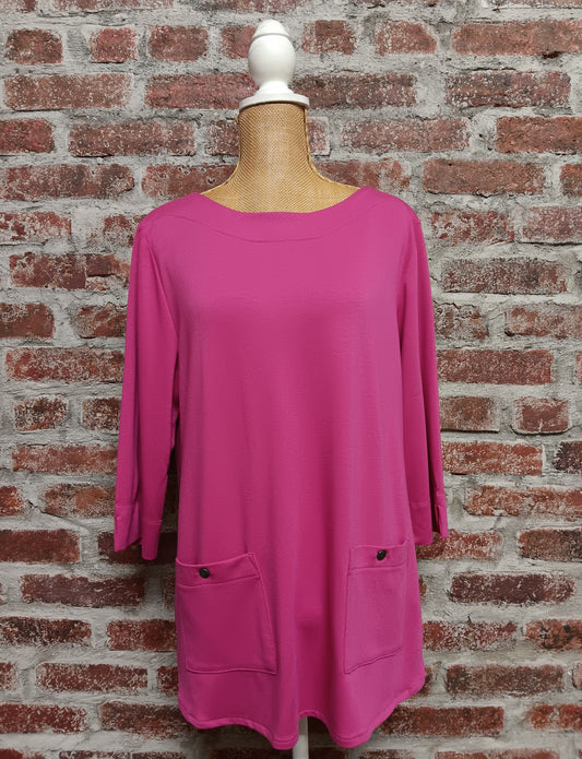 Pink Knit 3/4 Sleeve Top