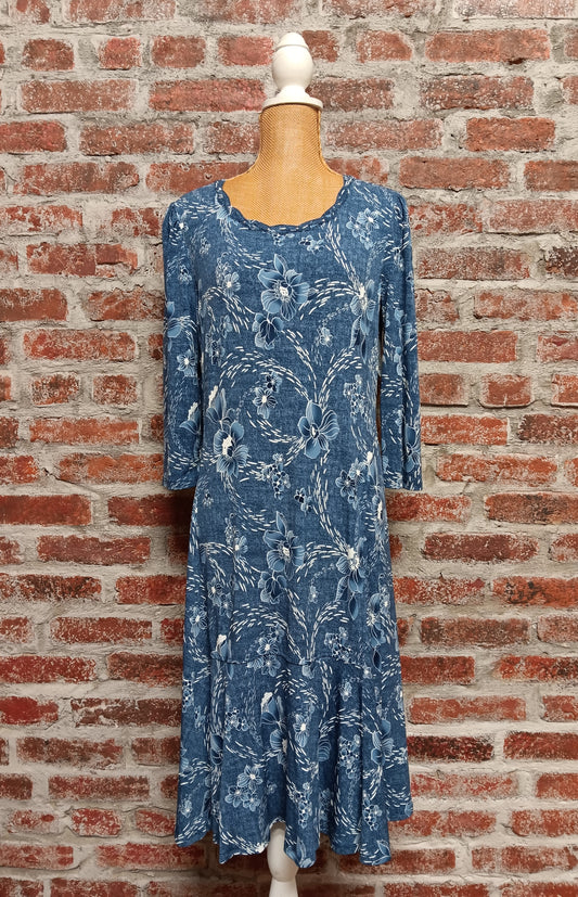Blue Floral Print Dress