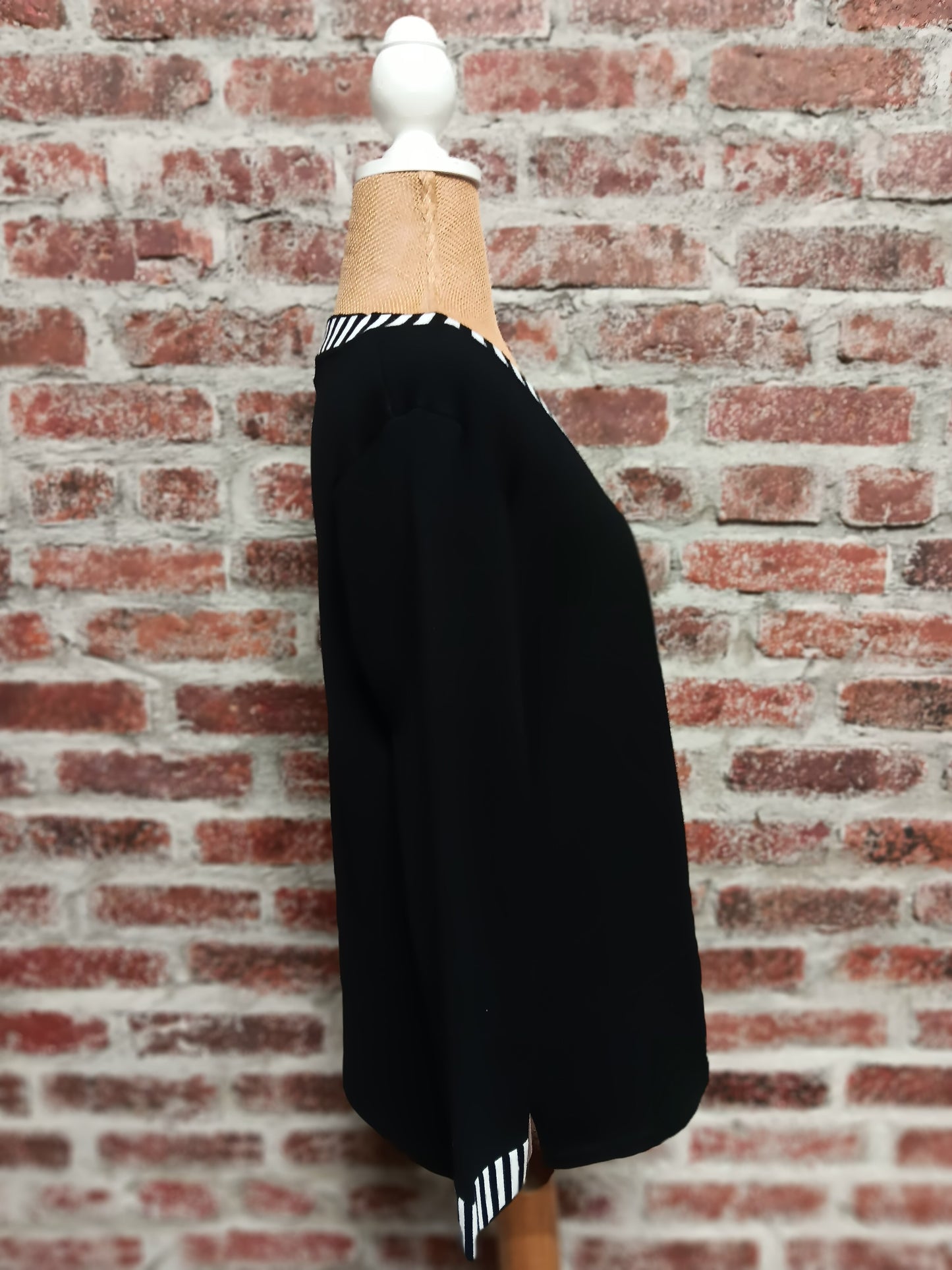 Black Banded Neck And Sleeve Sweater Top