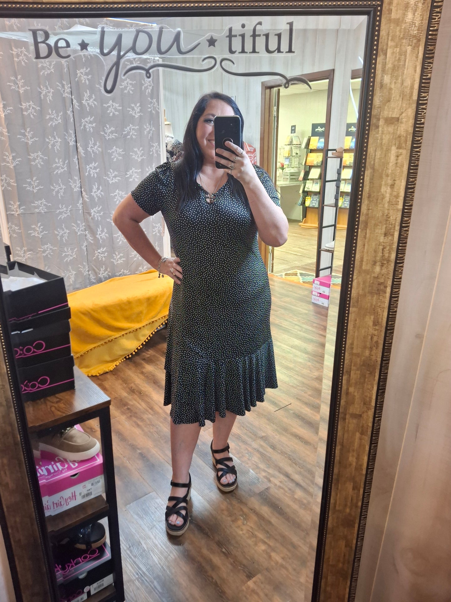 Sunday Grace Dot Dress B/W