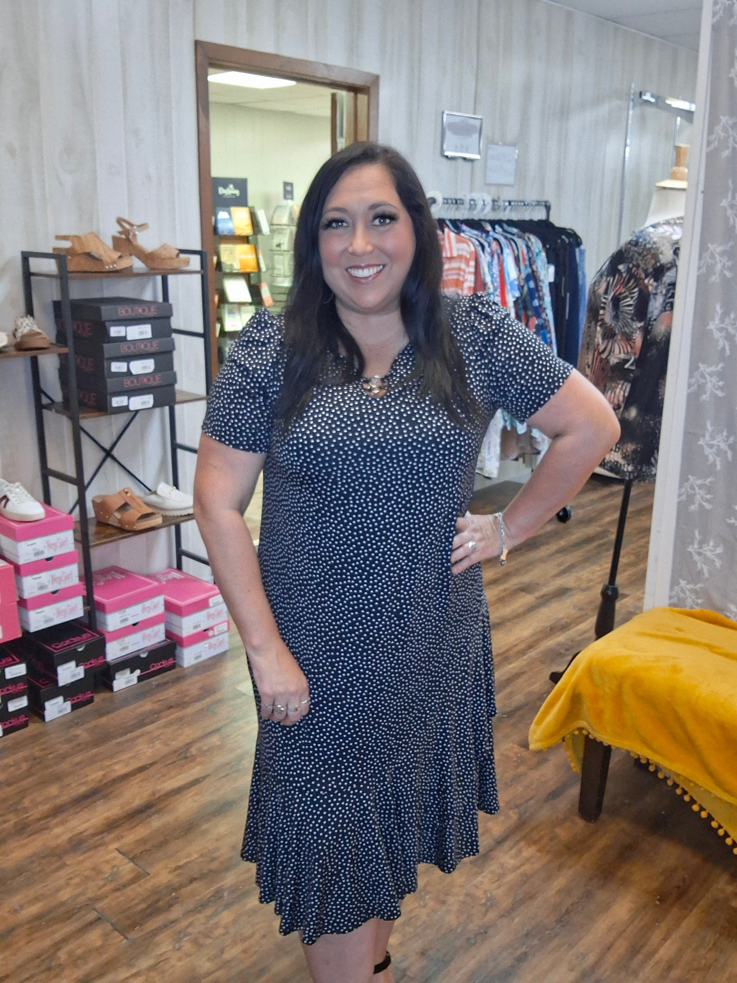 Sunday Grace Dot Dress B/W