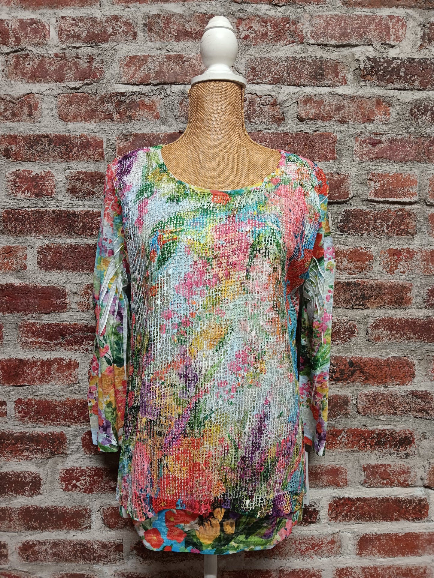 Bright Floral Mesh Tunic
