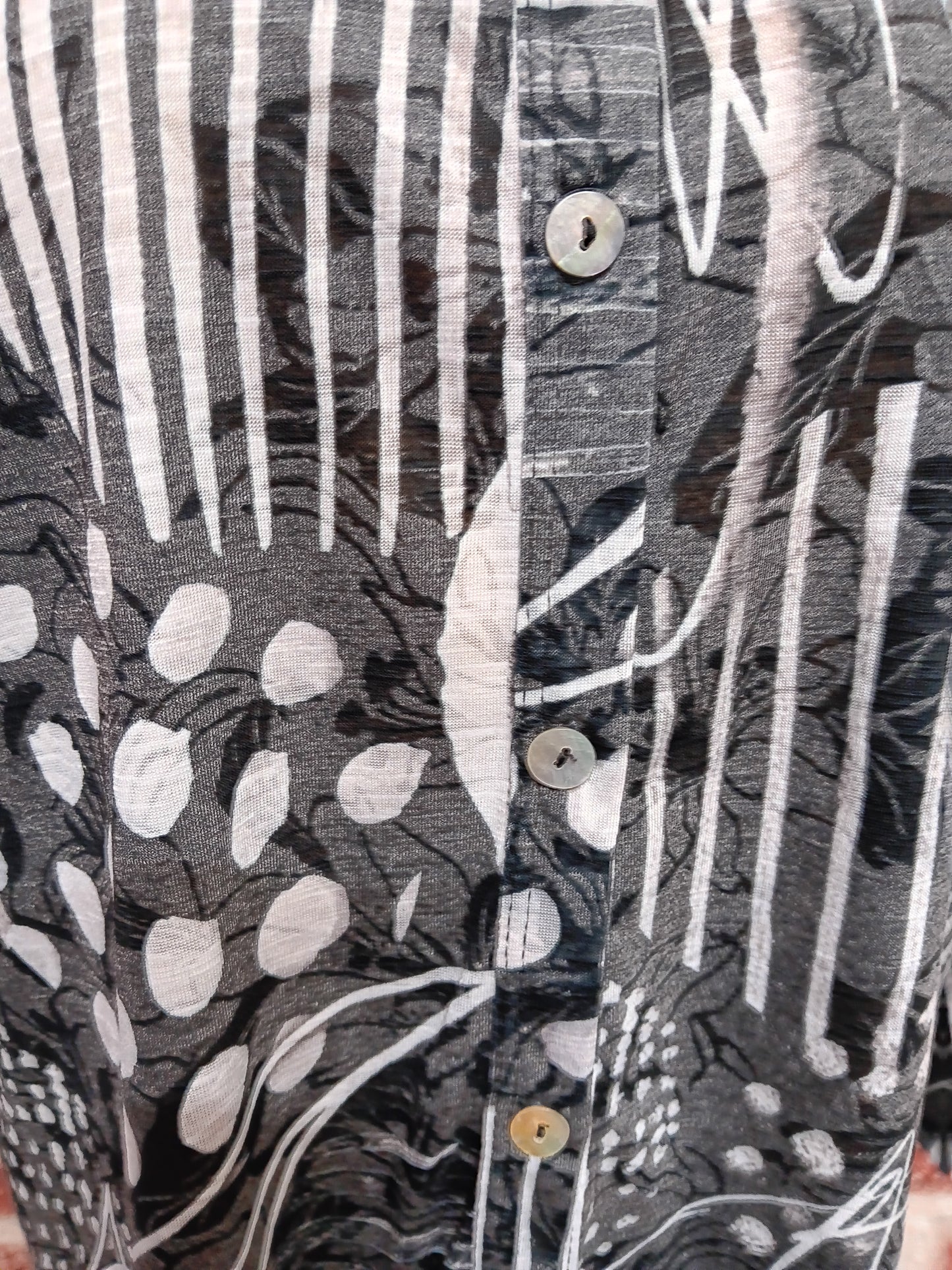 Black And White Abstract Print Button Down Top