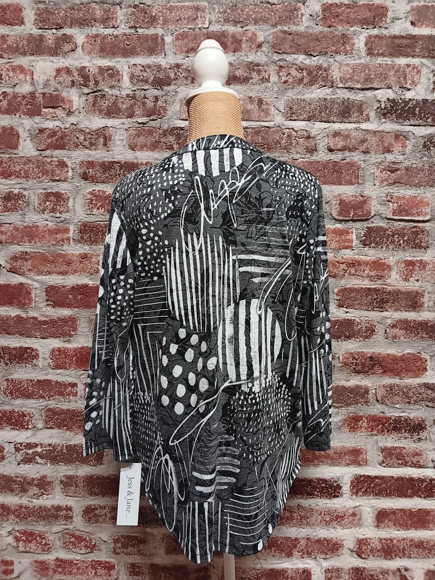 Black And White Abstract Print Button Down Top