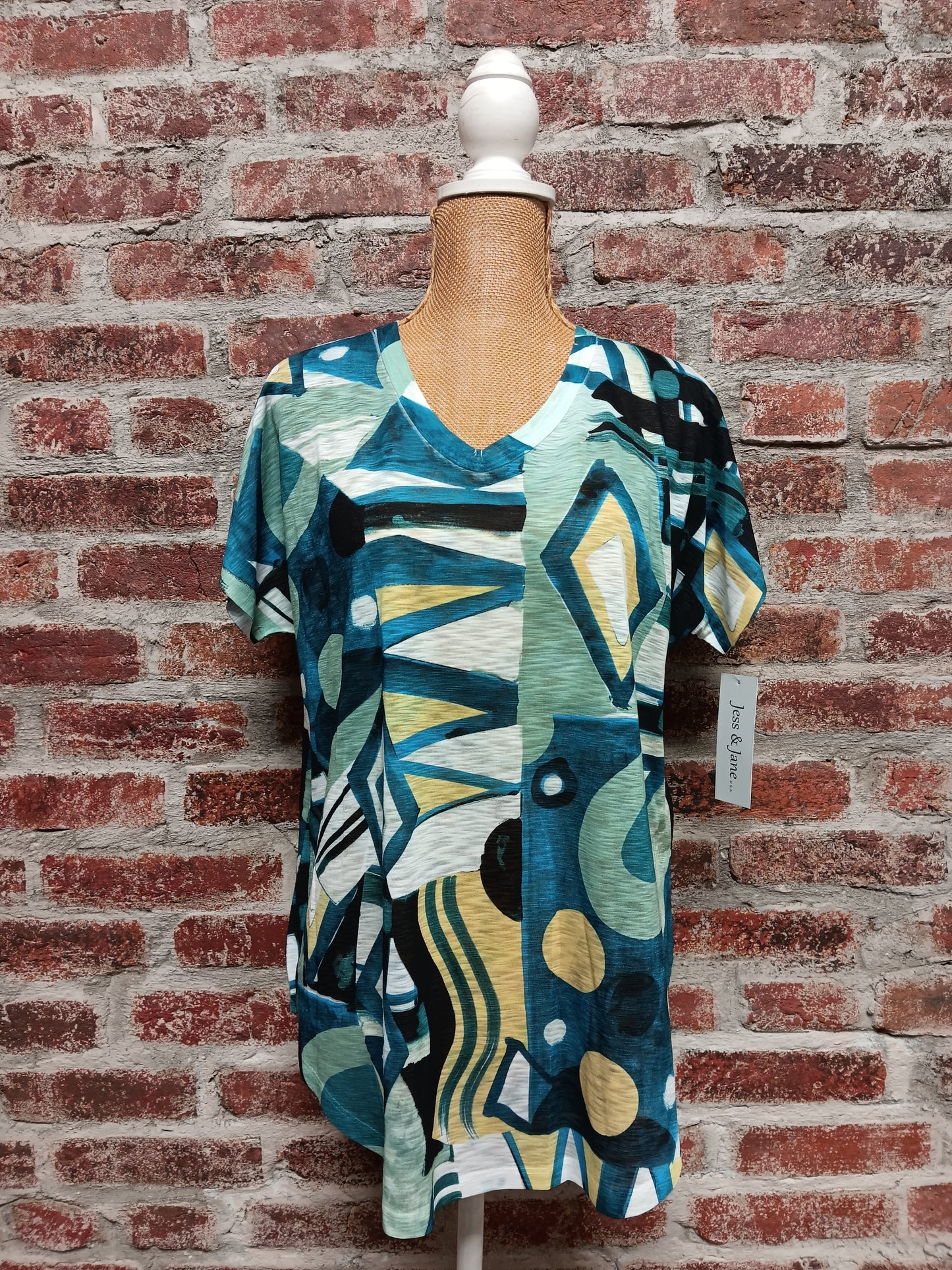 Multicolored Abstract Print Short Sleeve Top