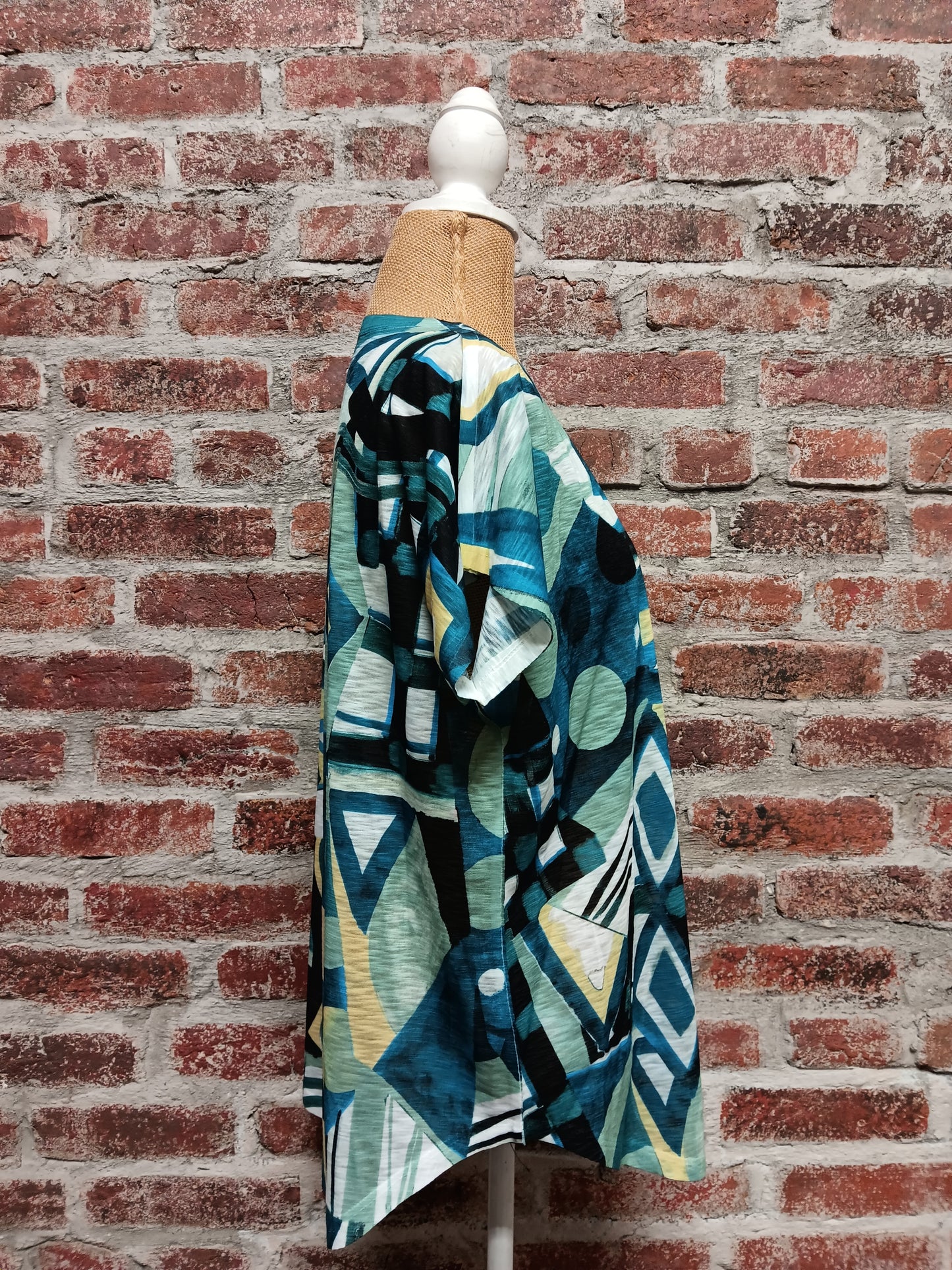 Multicolored Abstract Print Short Sleeve Top