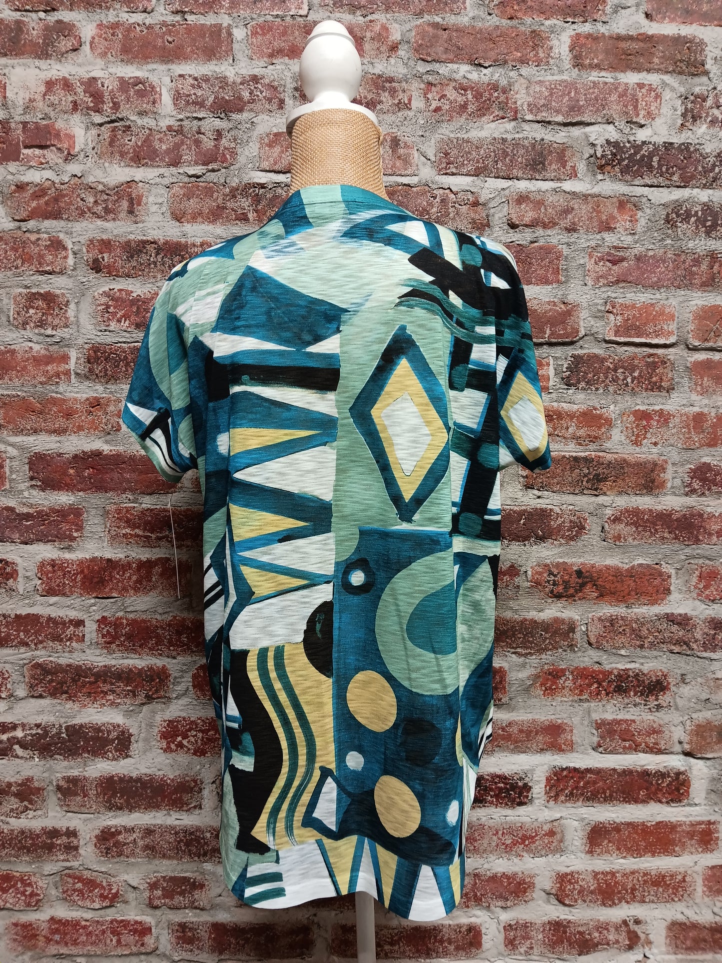 Multicolored Abstract Print Short Sleeve Top