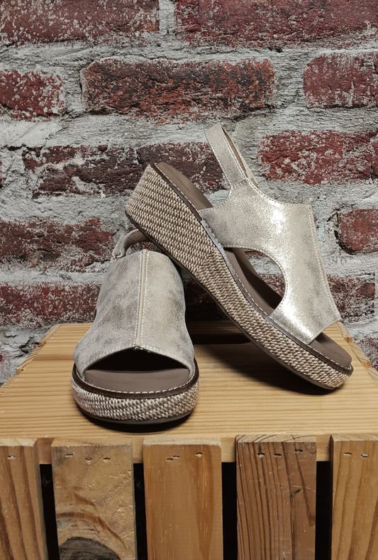 Volta ll Washed Gold Wedge Shoe