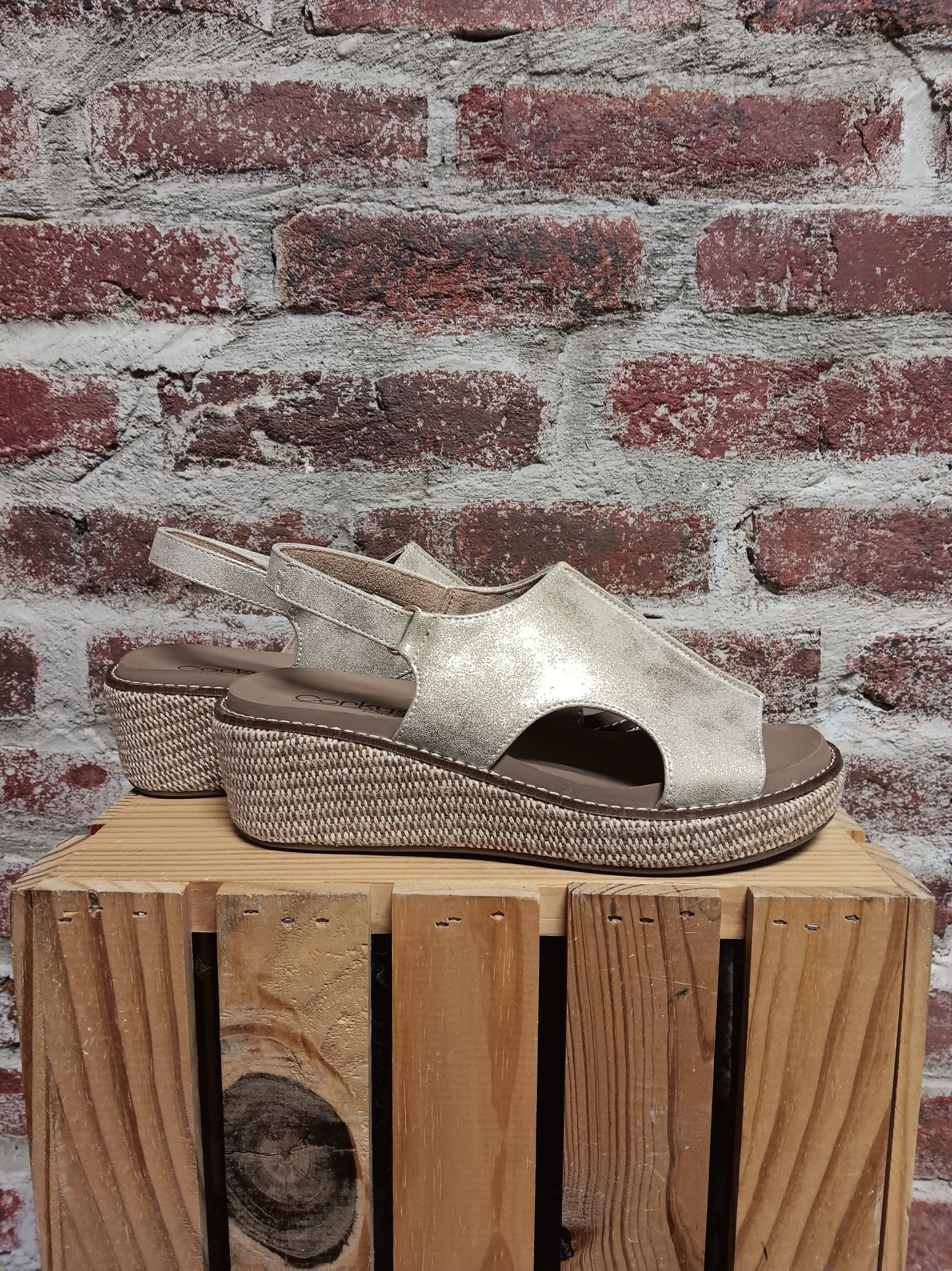 Volta ll Washed Gold Wedge Shoe