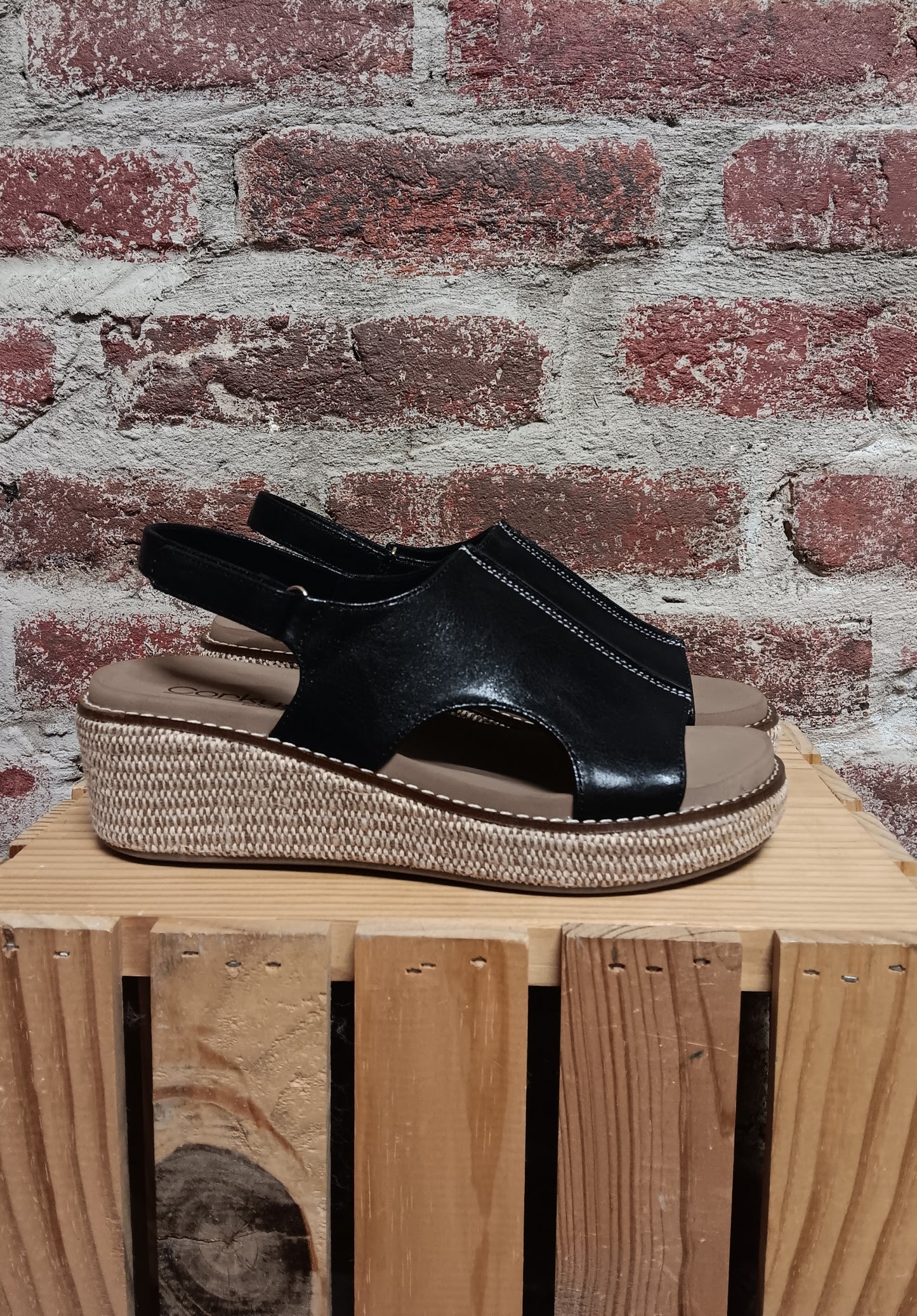 Volta ll Black Wedge Sandal