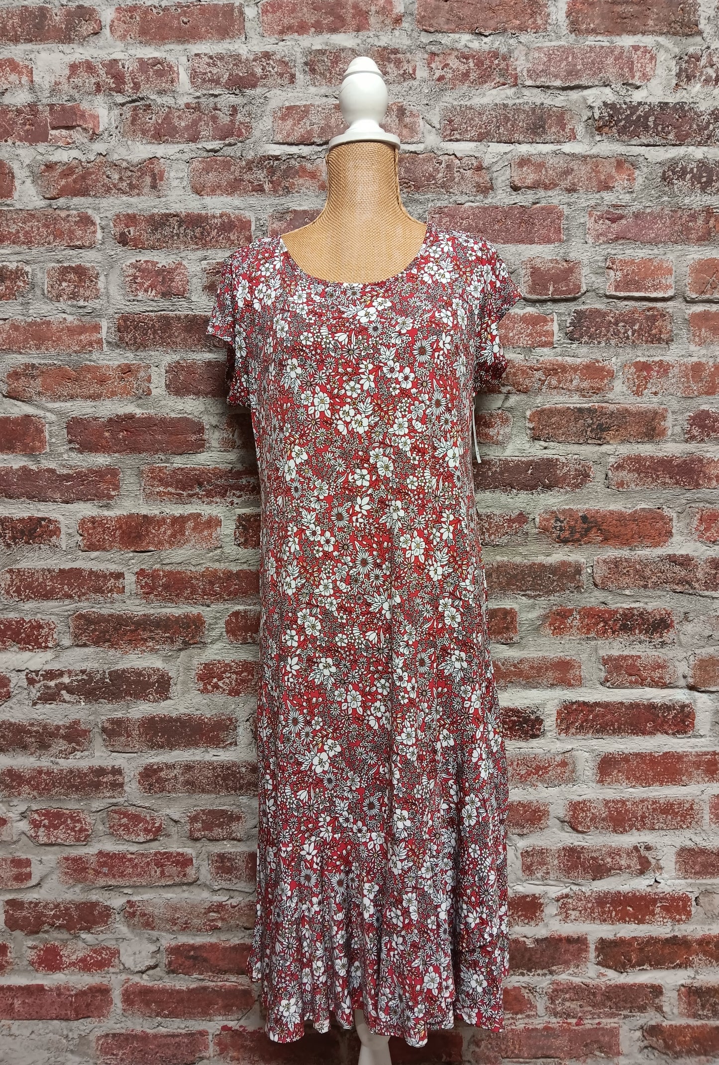 Red and Black Ditsy Floral Dress