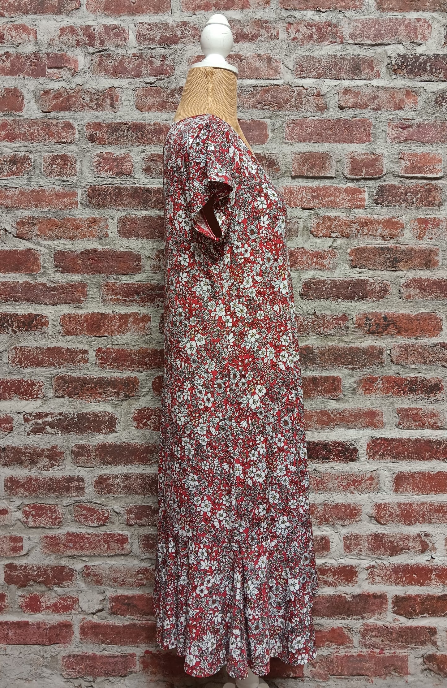 Red and Black Ditsy Floral Dress