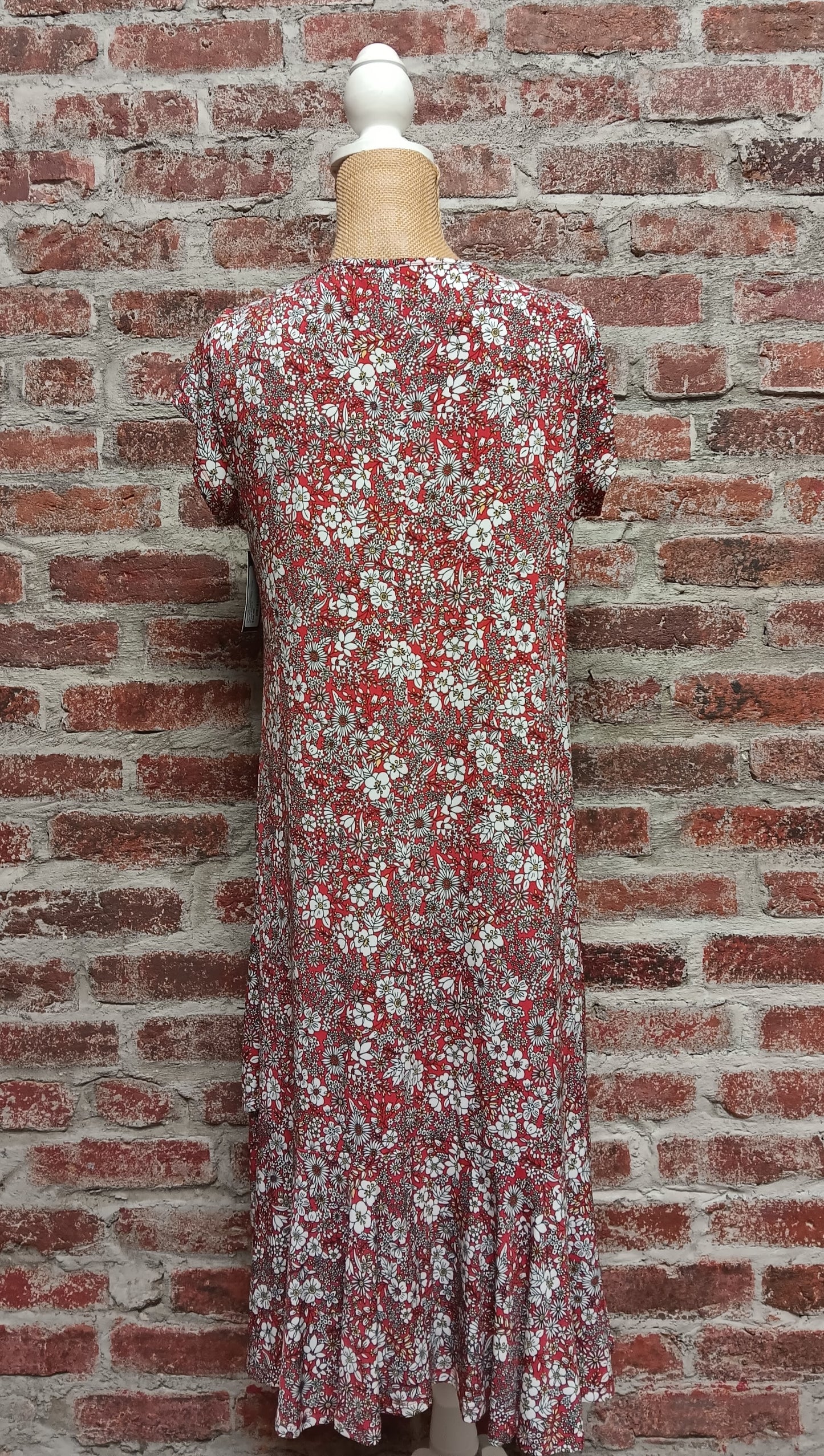 Red and Black Ditsy Floral Dress