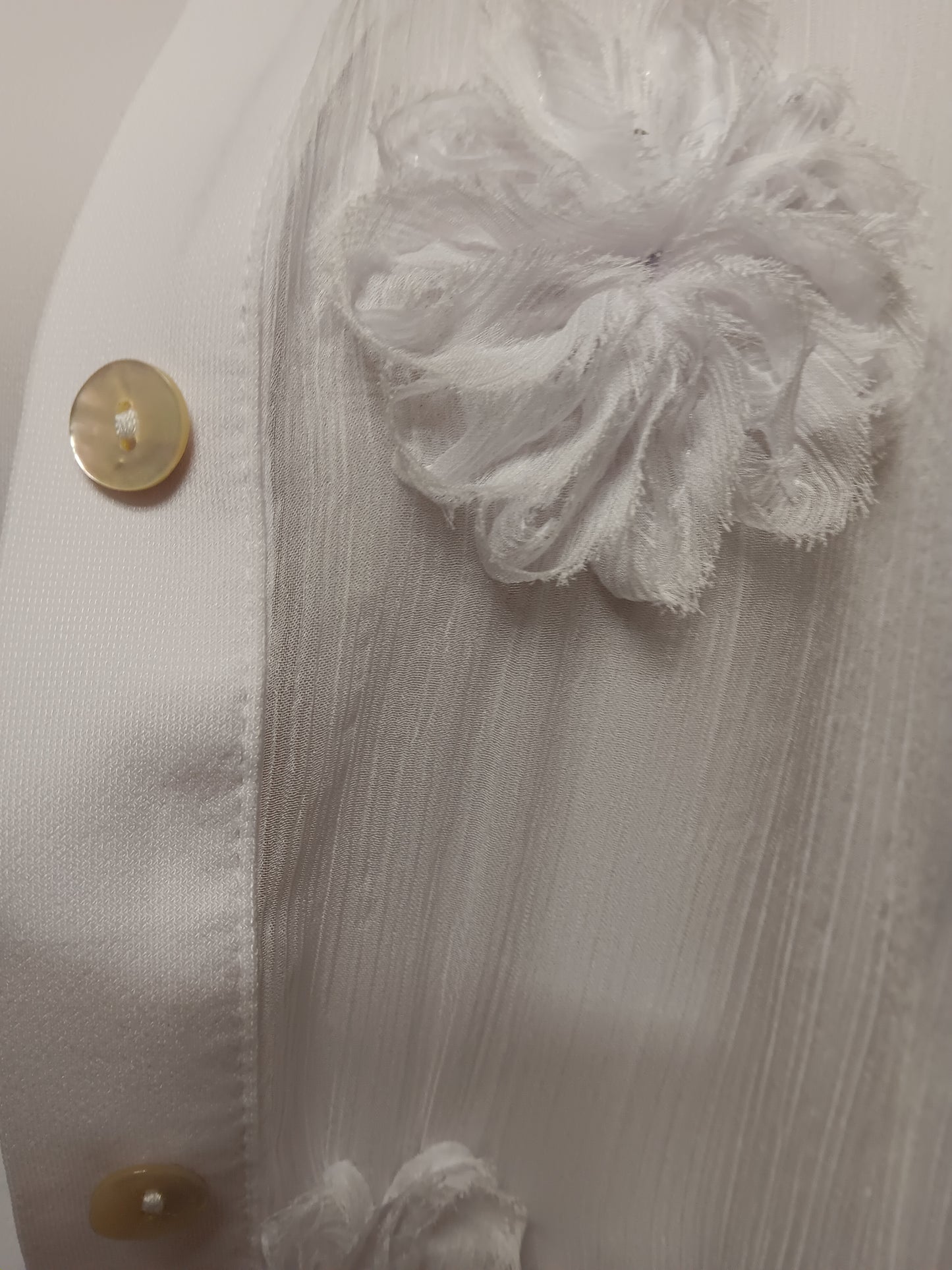 White LS Cuffed Button Up Shirt With Tank