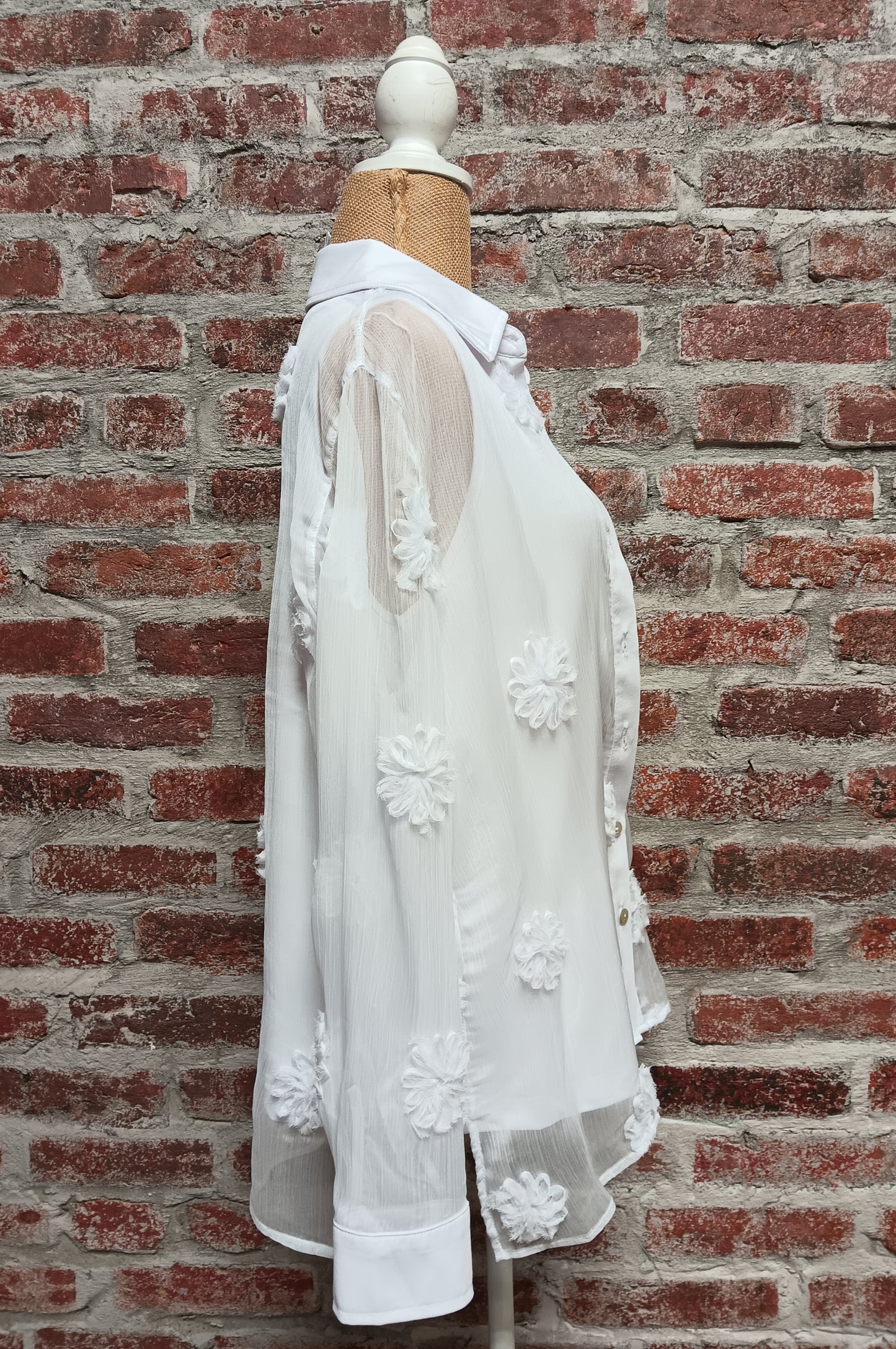 White LS Cuffed Button Up Shirt With Tank