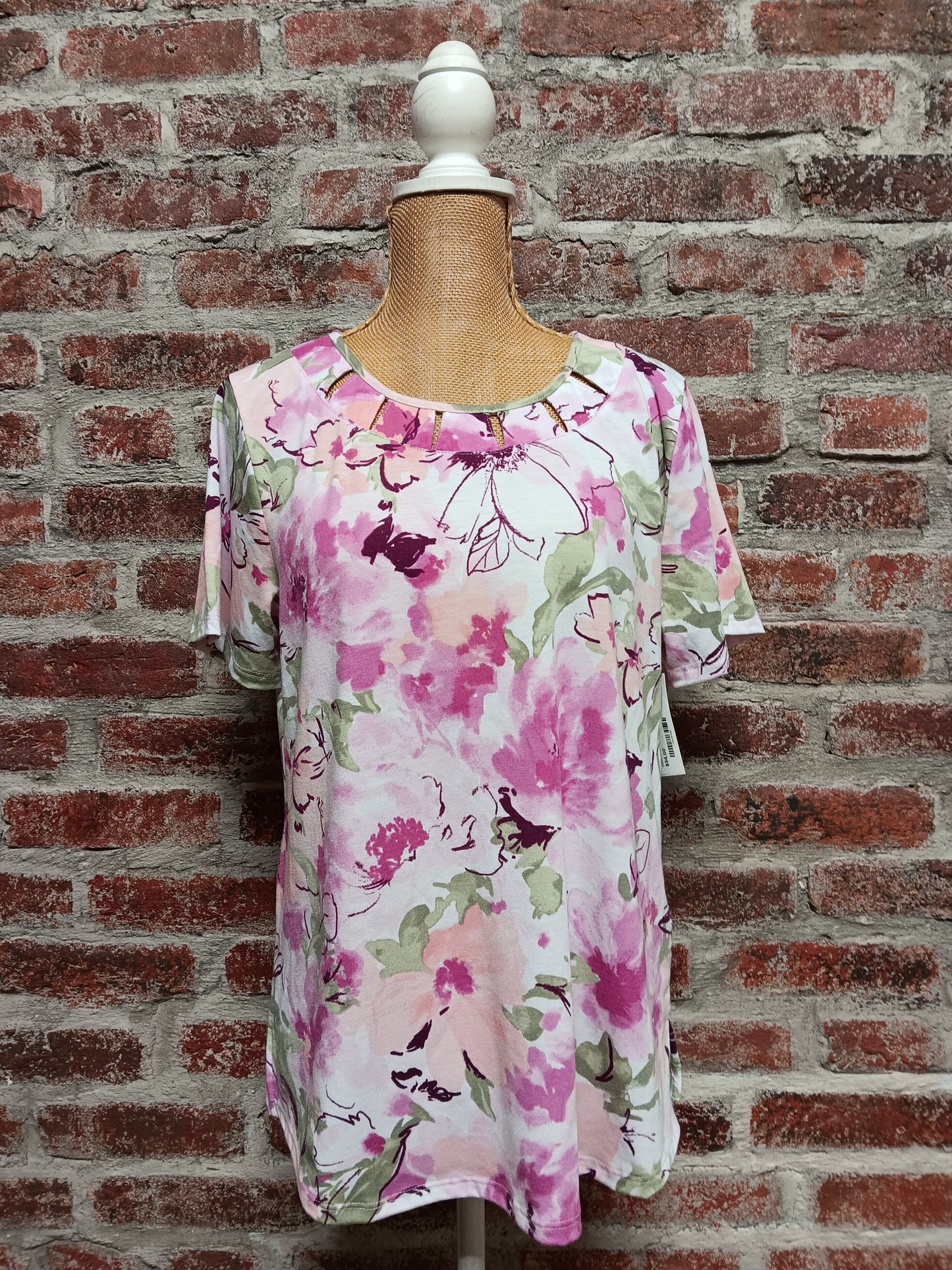 Pink Floral Short Sleeve Top