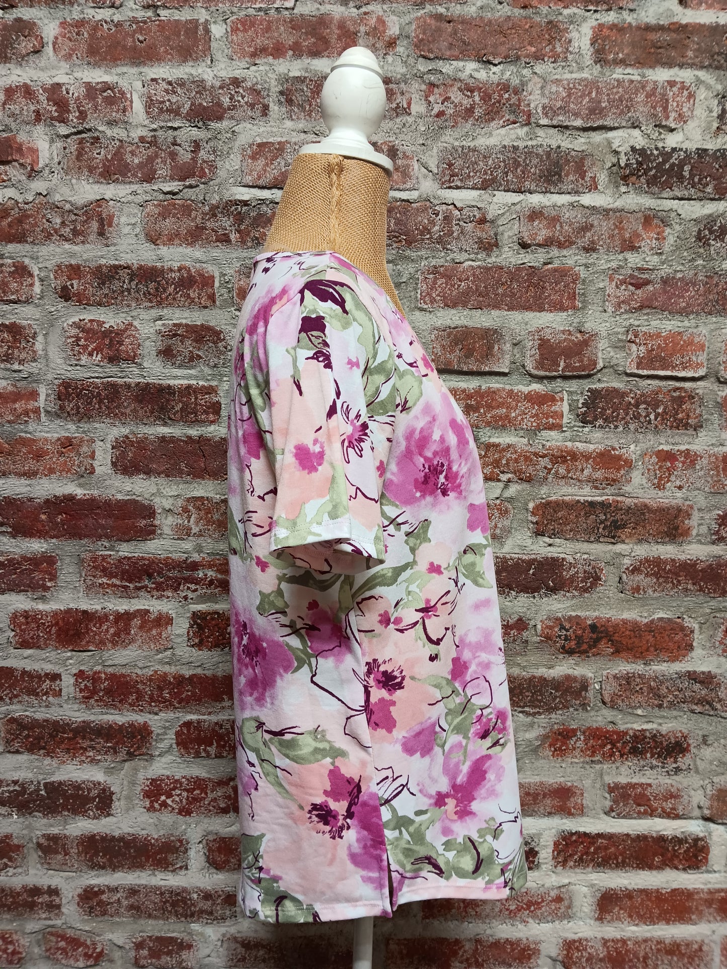 Pink Floral Short Sleeve Top