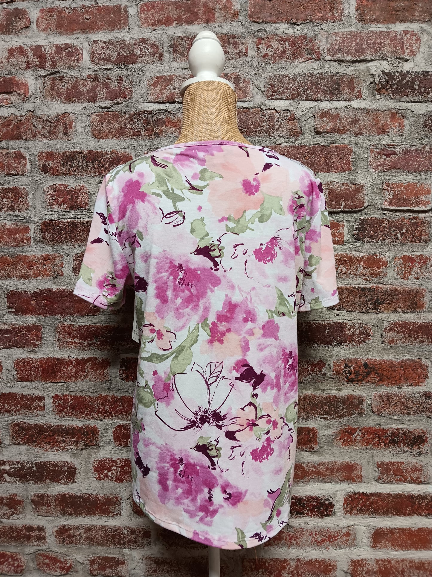 Pink Floral Short Sleeve Top