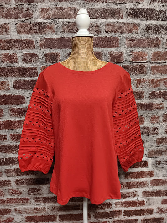 Red Pepper Ric Rac 3/4 Sleeve Top