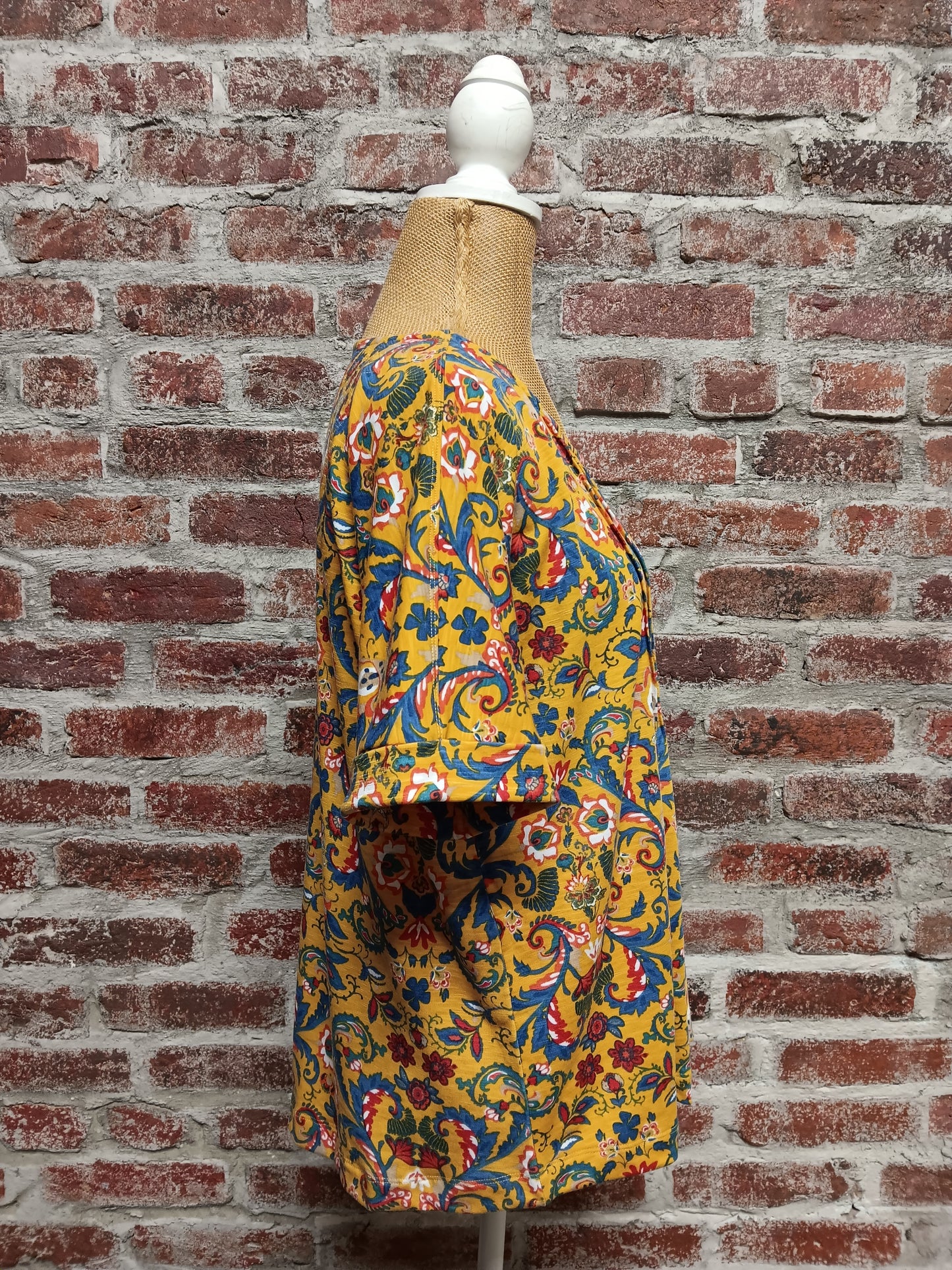 Yellow Blue Red Faux Button Dolman Sleeve Top