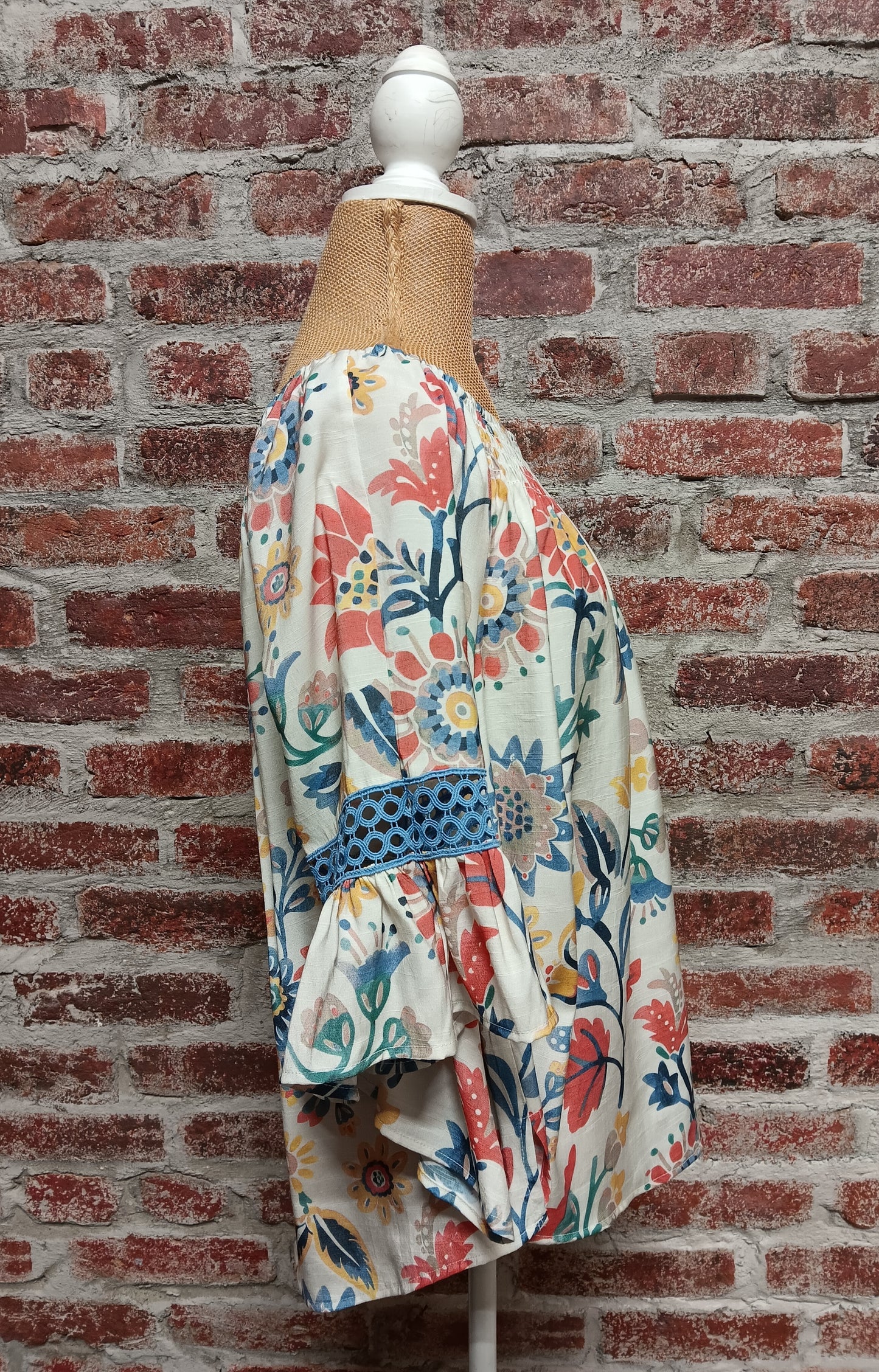Multicolor Floral 3/4 Flounce Sleeve Top