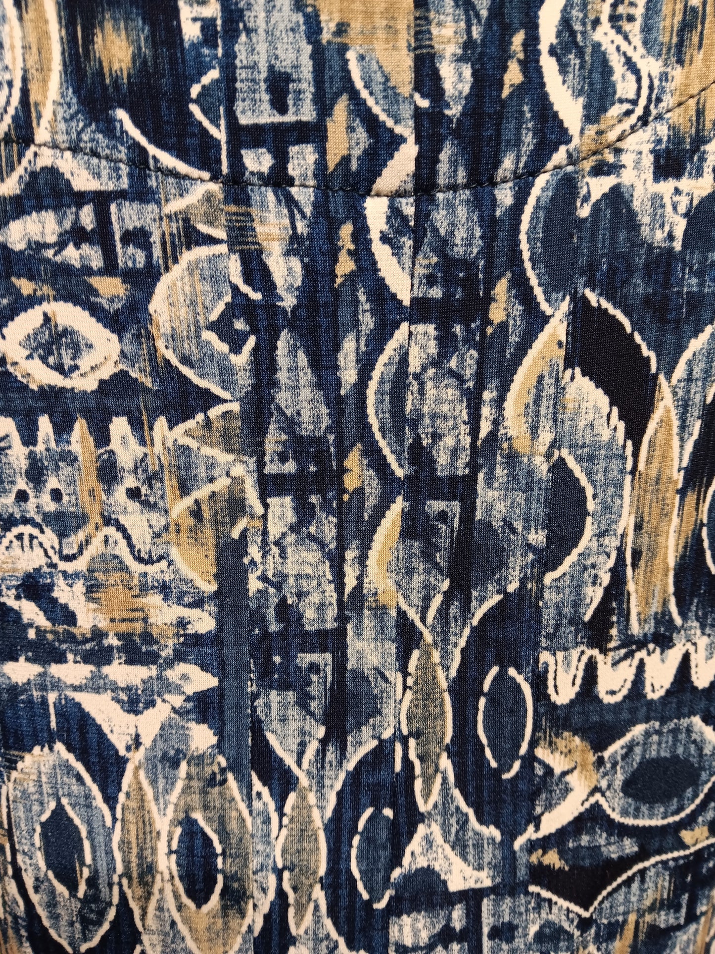 Blue White Tan Pattern Dress