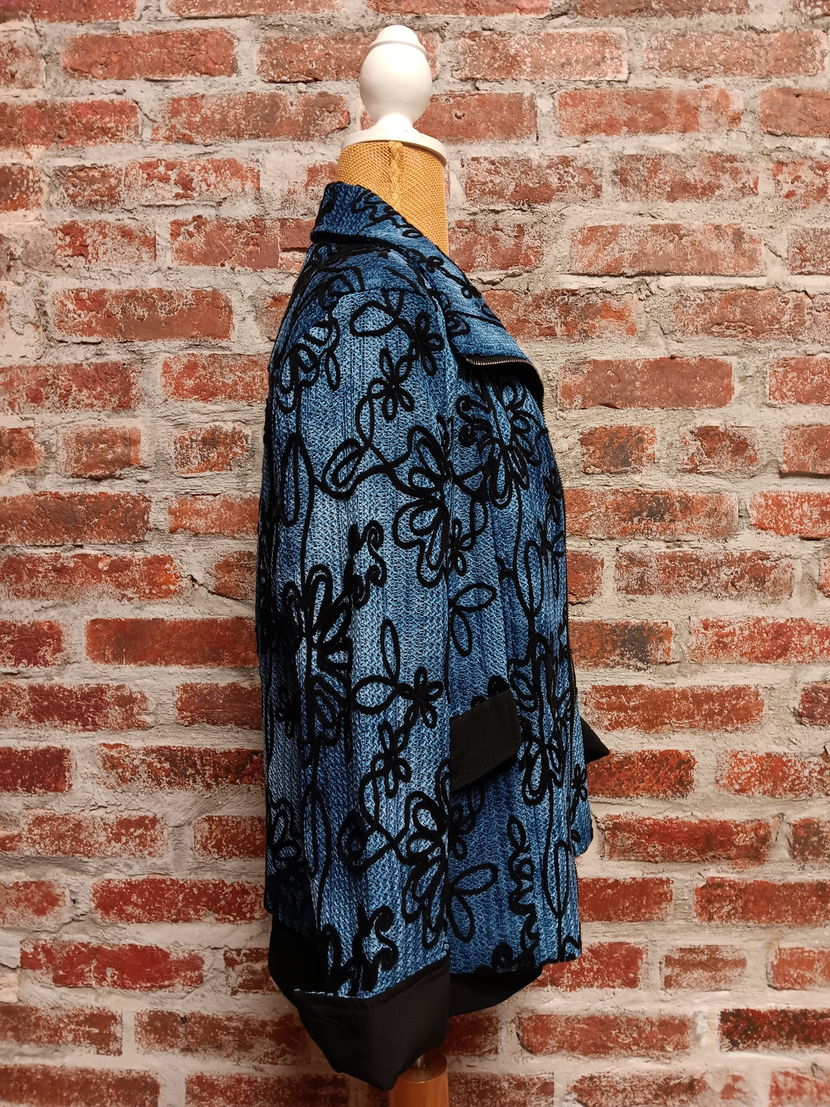 Indigo Black Knit Jacket Cuffed 3/4 Sleeve