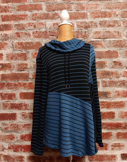 Indigo black Multi Panel Wide Cowl Collar