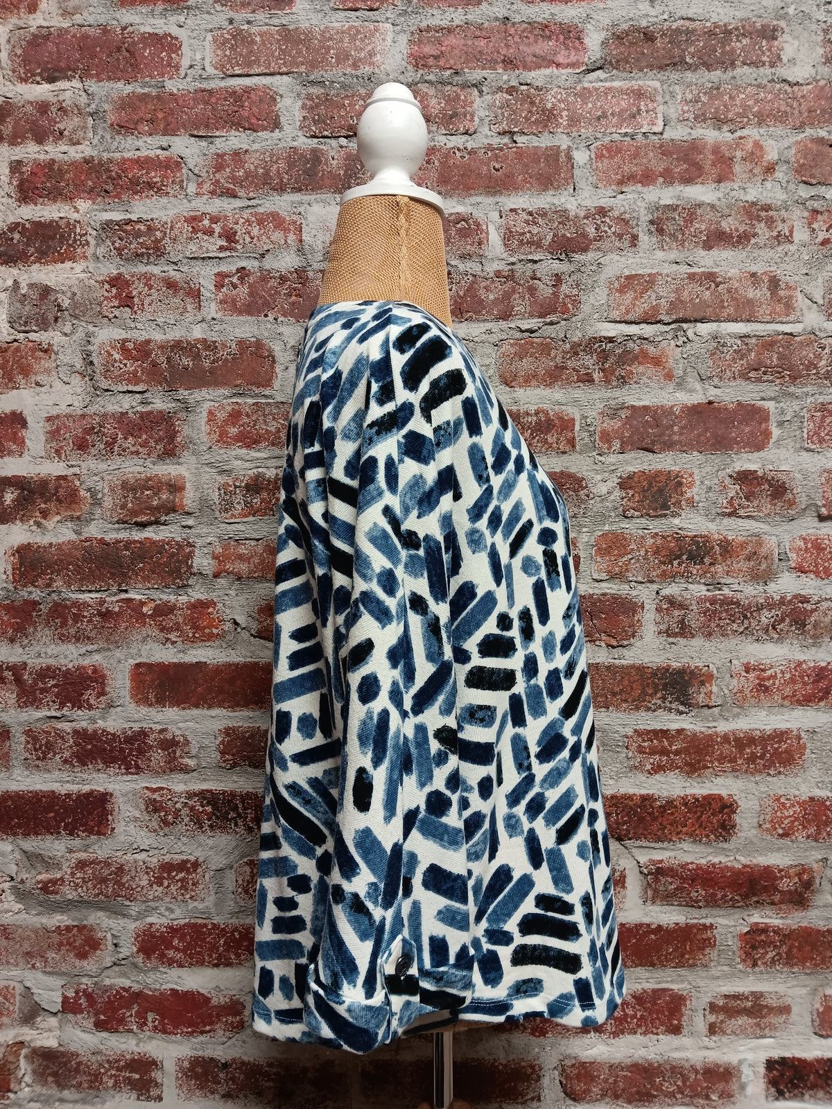 Indigo Black Brushstroke Cuffed Dolman Sleeve