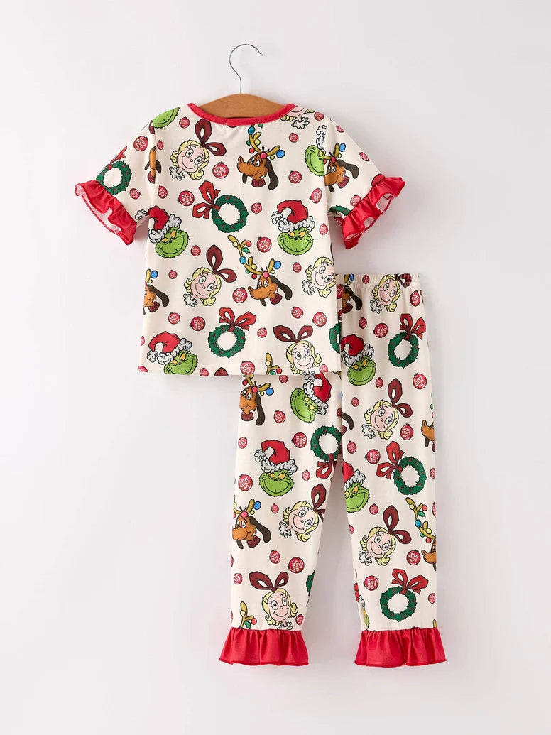 Christmas Girls Green Pajama Set