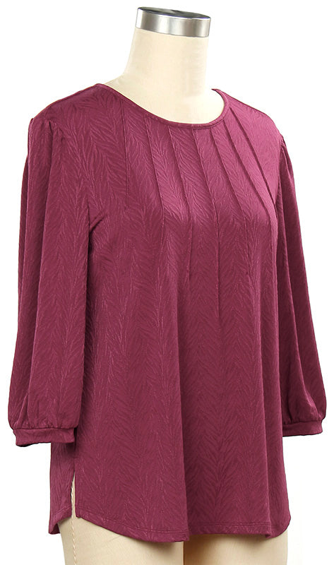 Rose Pintuck Balloon Sleeve Texture Top