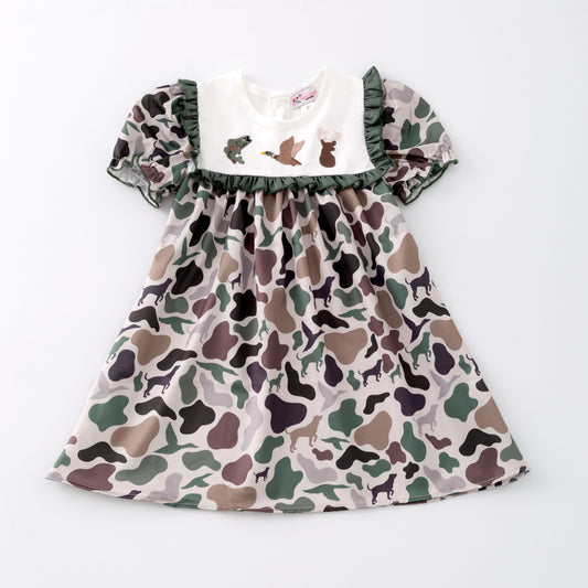 Camo Embroidery Girls Dress