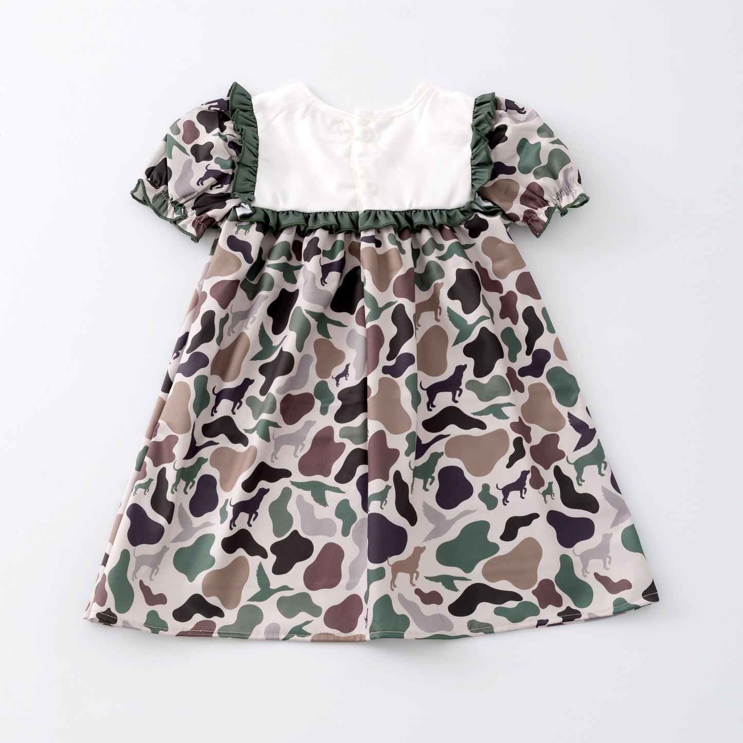 Camo Embroidery Girls Dress