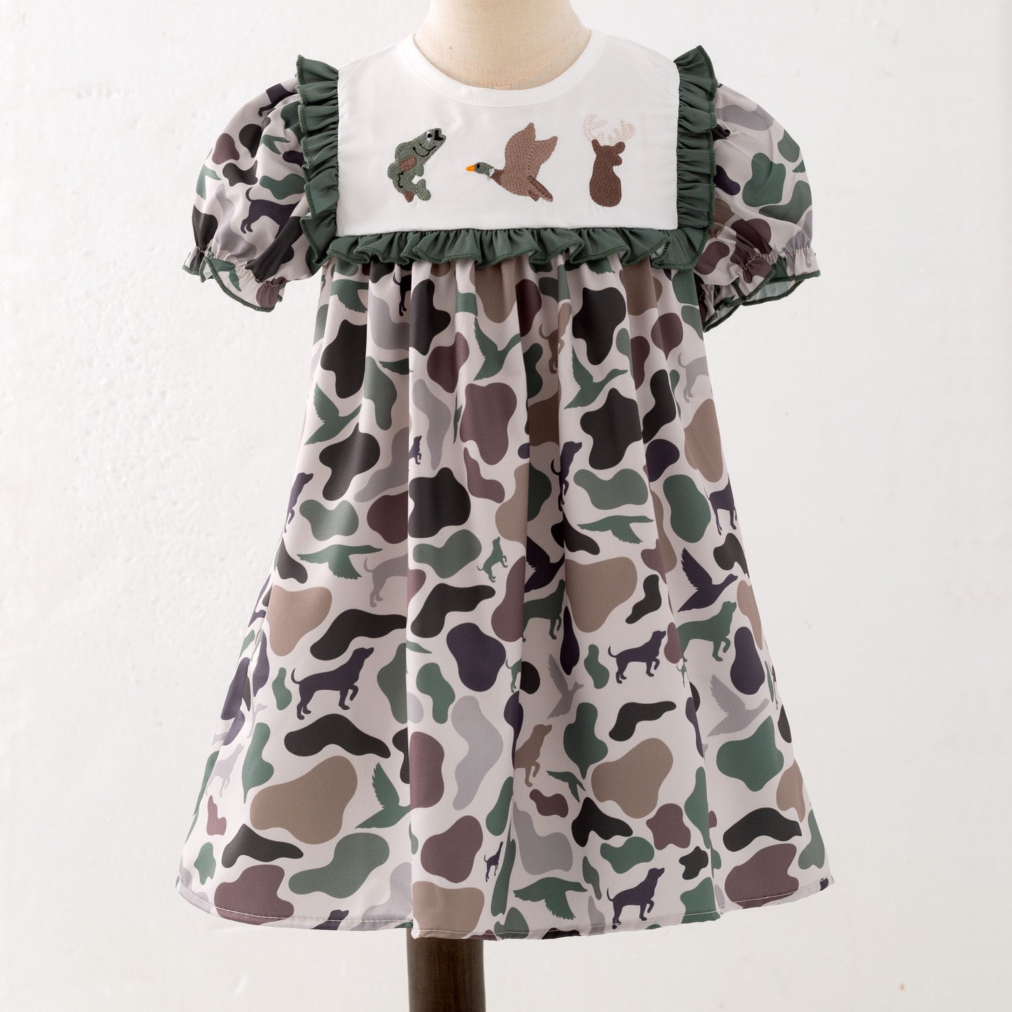 Camo Embroidery Girls Dress