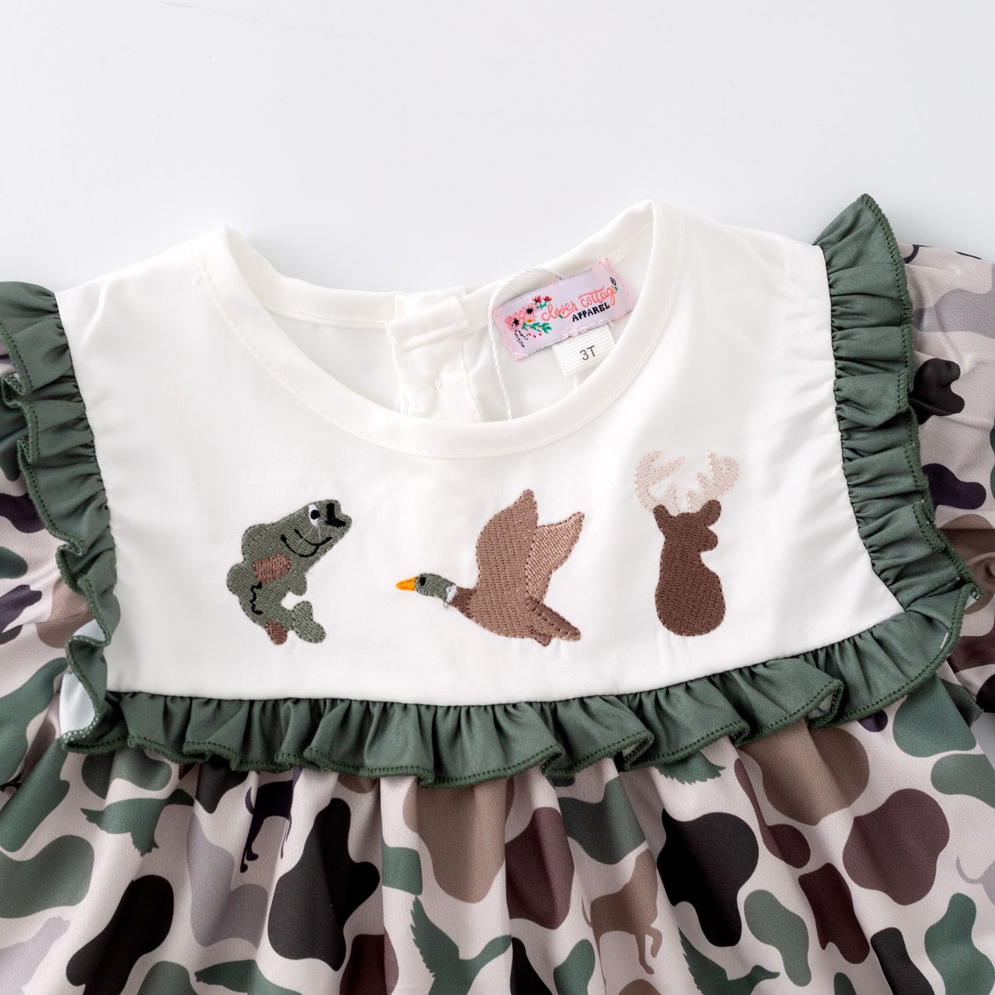 Camo Embroidery Girls Dress