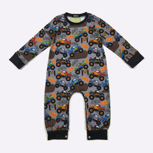 LS Monster Trucks Boy Romper
