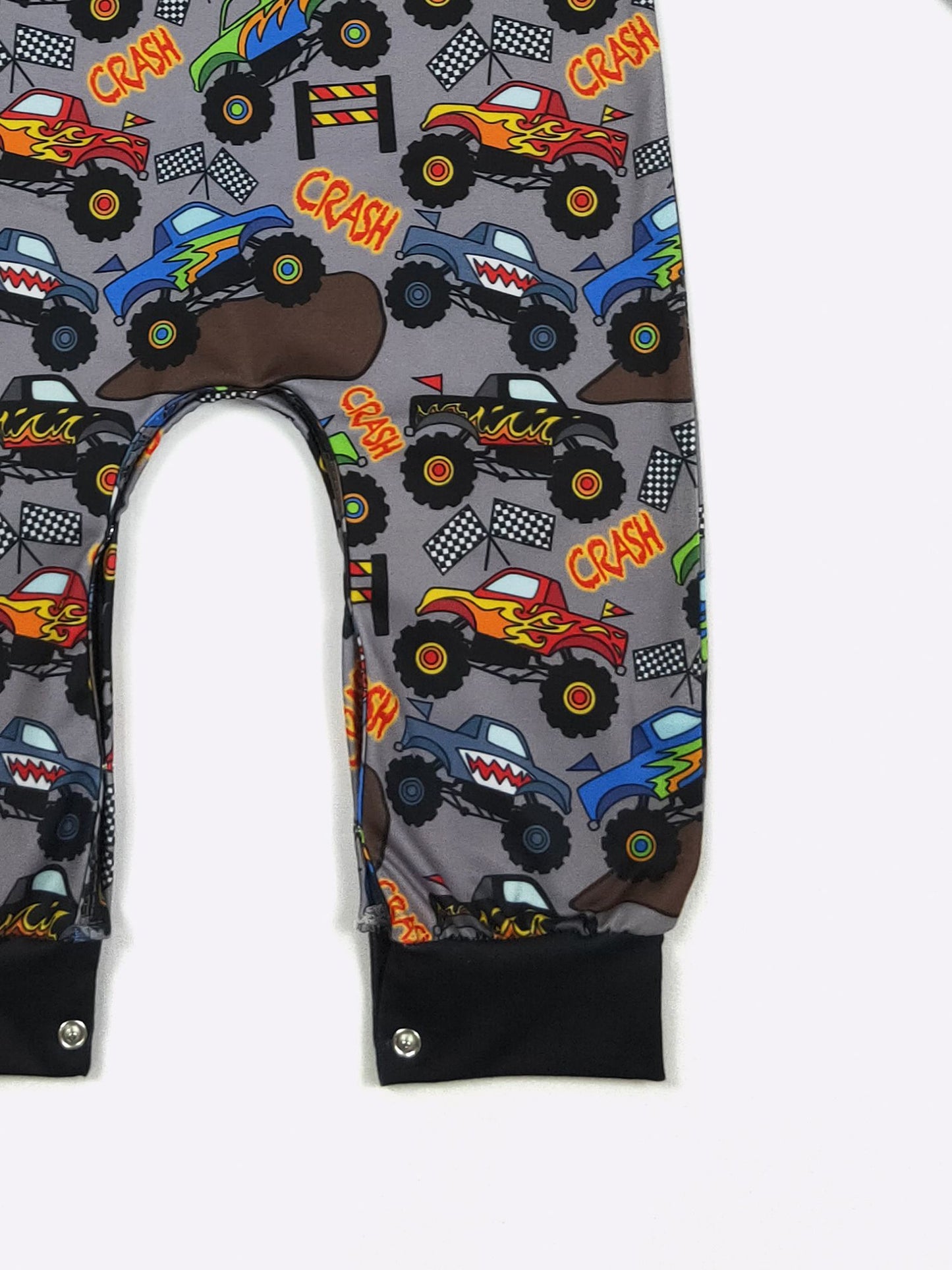 LS Monster Trucks Boy Romper