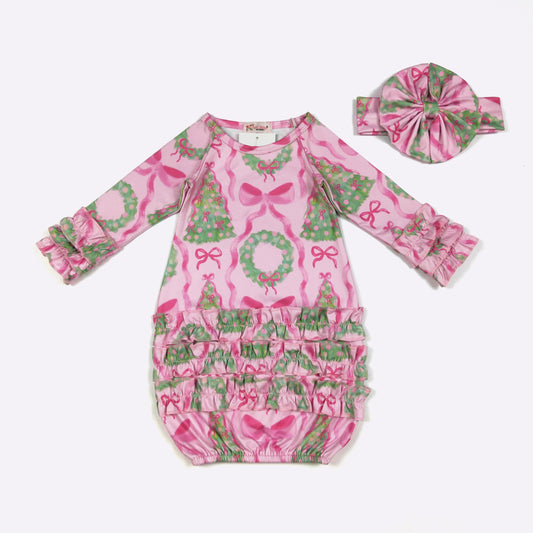 Fuchsia Wreath Baby Gown