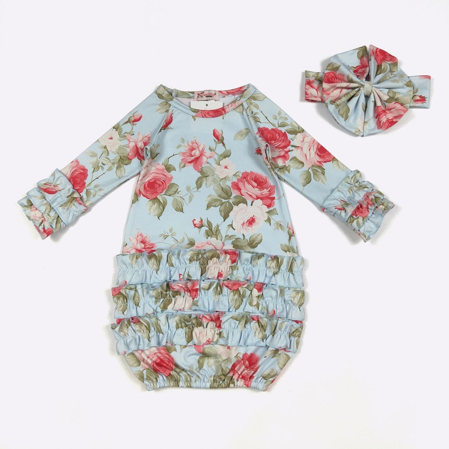 Aqua Rosy Baby Ruffle Gown