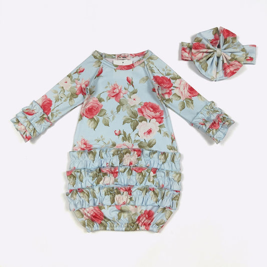 Aqua Rosy Baby Ruffle Gown